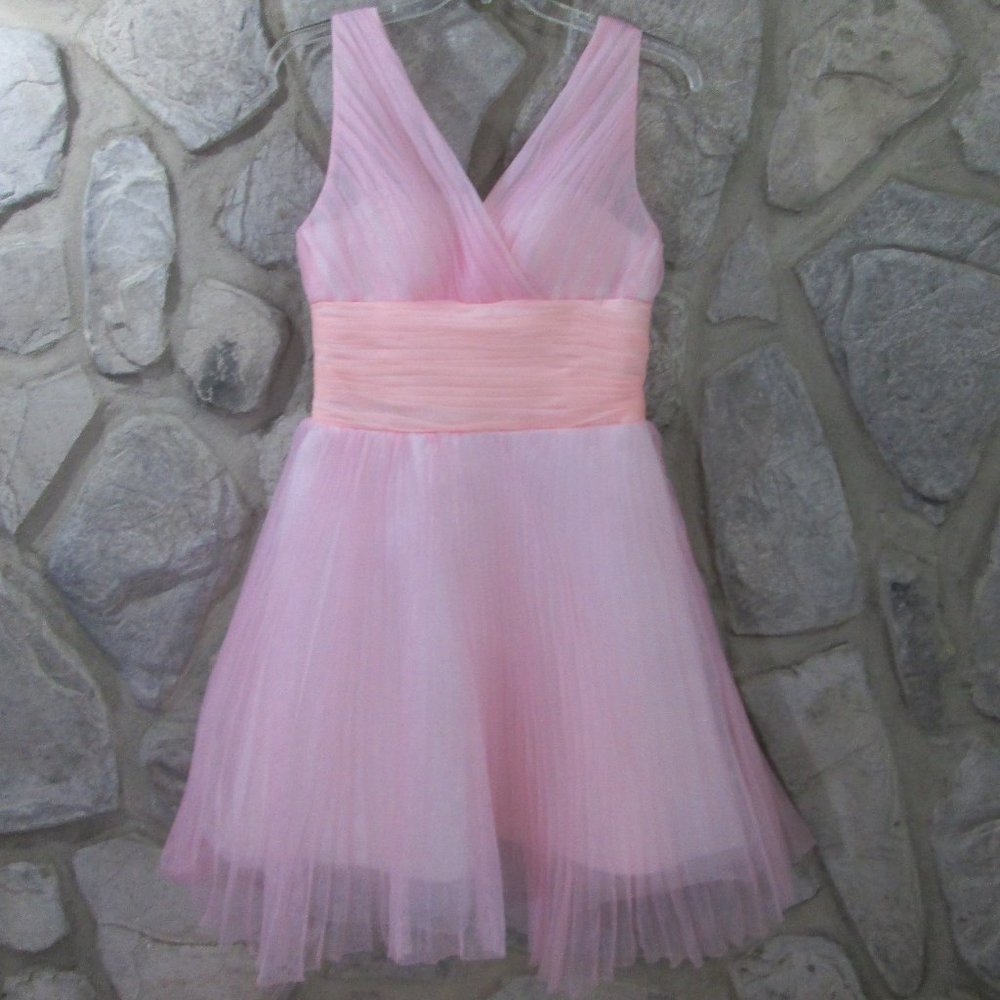 Pink Sheer Pleated Party Dress reposh